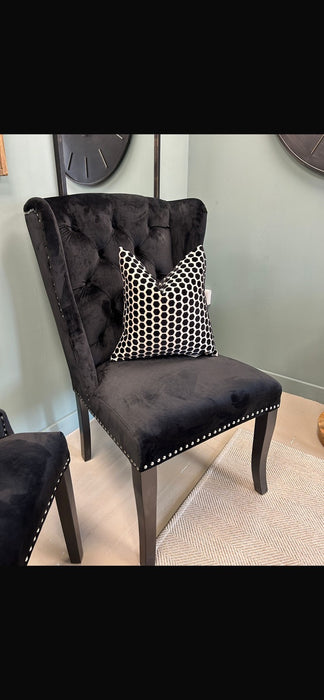 Kensington Townhouse Black Velvet Dining Chair with Deep Button Tuft Detail