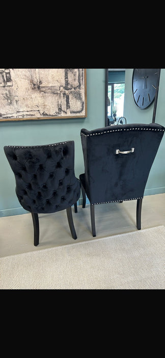 Kensington Townhouse Black Velvet Dining Chair with Deep Button Tuft Detail