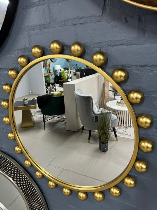 Luxe Round Gold Bobble Wall Mirror ( Due Back In 16/12/2024 )