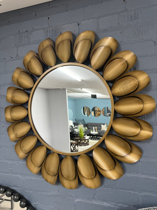 Aged Gold Leaf Decorative Metal Wall Mirror