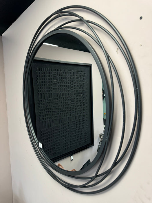 Black Metal Round Spiral Wall Mirror