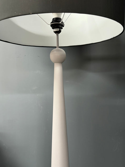 Arlington Modern Grey Tapered Wooden Floor Lamp with Black Shade