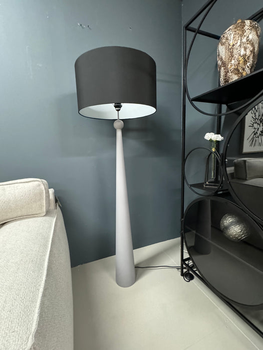 Arlington Modern Grey Tapered Wooden Floor Lamp with Black Shade