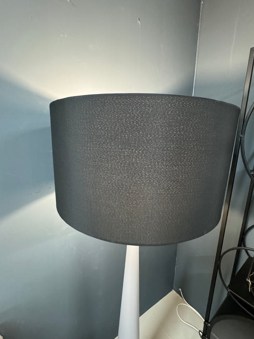 Arlington Modern Grey Tapered Wooden Floor Lamp with Black Shade