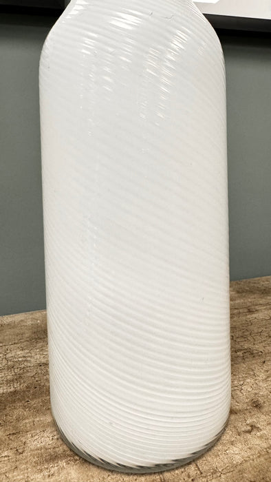 Elegant Tall White Glass Bottle with Ball Topper - 58cm