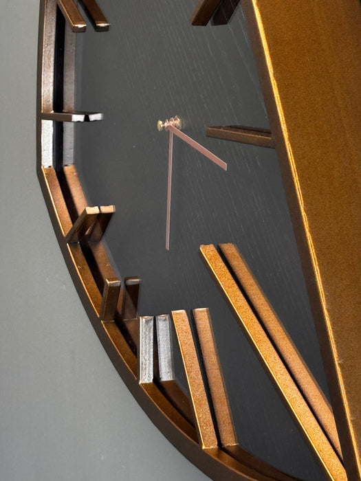 Modern Gold Triangular Wall Clock - 57 x 52 cm