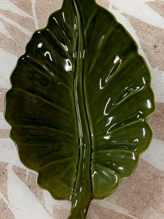 Green Stoneware Beech Leaf Plate