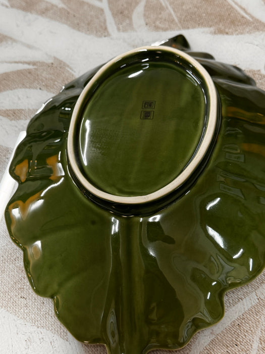 Green Stoneware Beech Leaf Plate