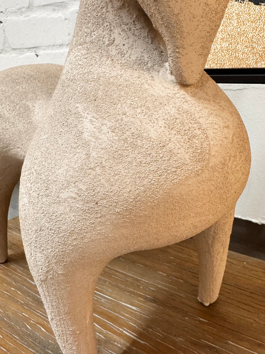 Modern Textured Terracotta Horse Sculpture - 35cm