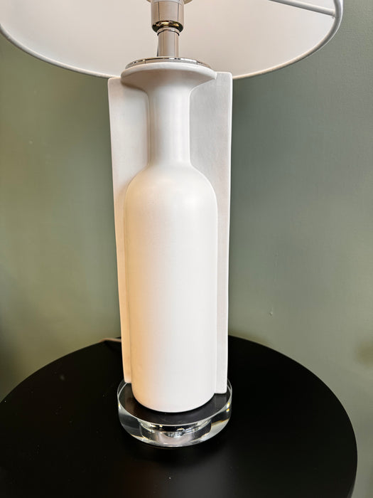 Bottle Shaped Ceramic Column Table Lamp with Linen Shade – 63cm