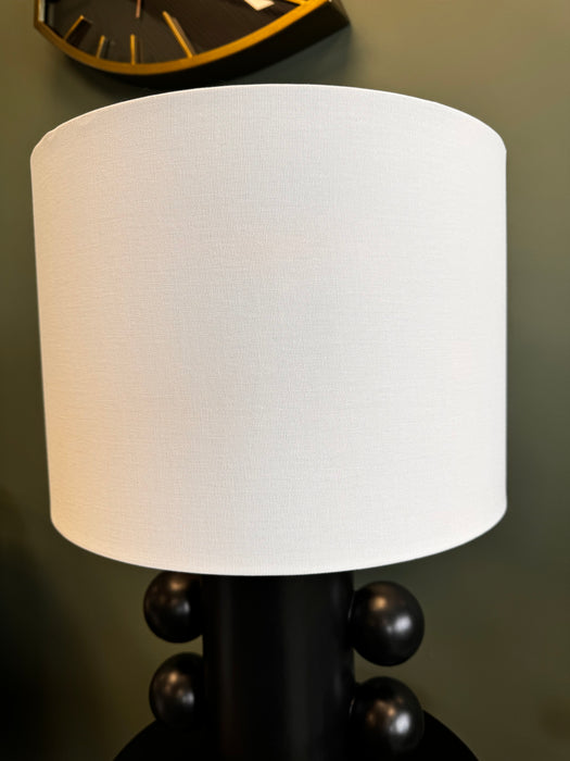 Modern Matt Black Bobble Table Lamp with White Shade