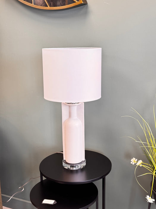 Bottle Shaped Ceramic Column Table Lamp with Linen Shade – 63cm