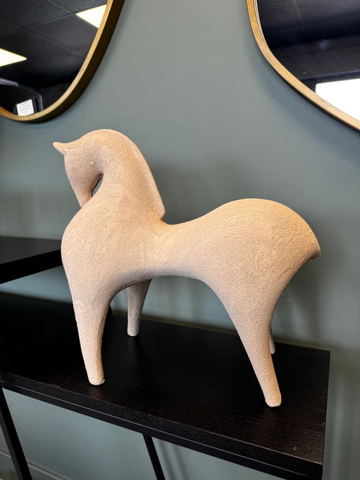 Modern Textured Terracotta Horse Sculpture - 35cm