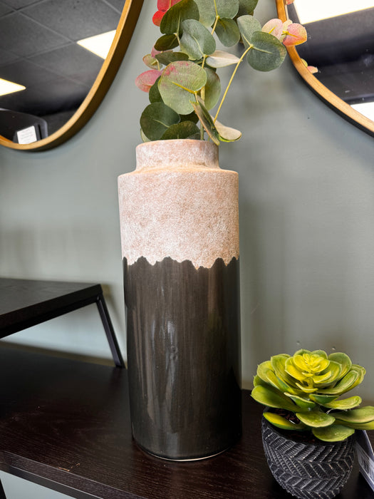 Modern Black & Grey Stone Vase - 36cm