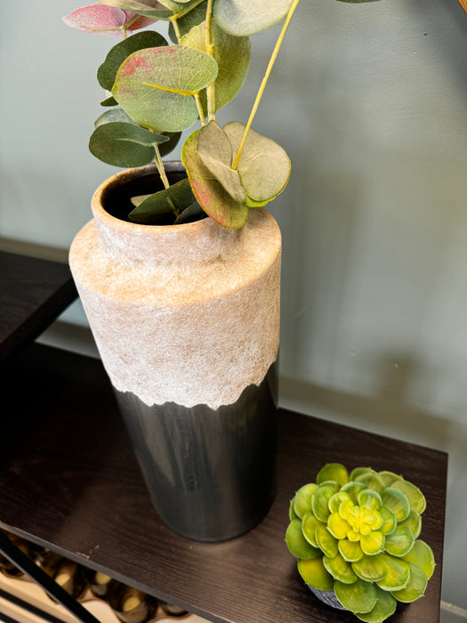 Modern Black & Grey Stone Vase - 36cm