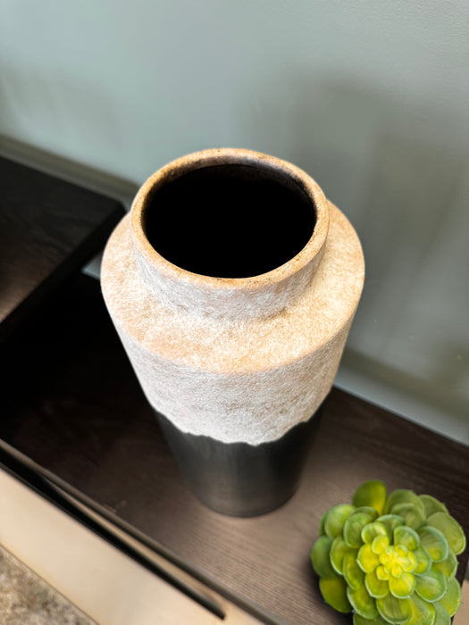 Modern Black & Grey Stone Vase - 36cm