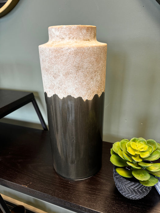 Modern Black & Grey Stone Vase - 36cm