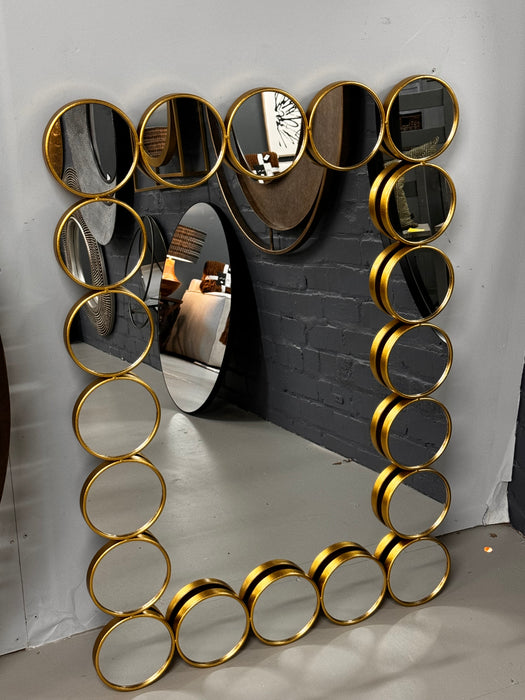 Decorative Multi Circle Gold Metal Frame Wall Mirror