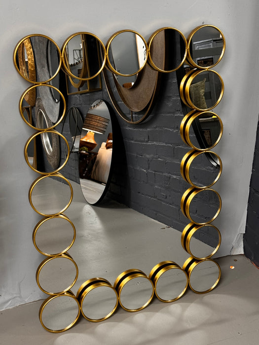 Decorative Multi Circle Gold Metal Frame Wall Mirror