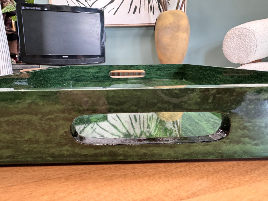 Green Malachite Effect Wooden Tray - 45cm