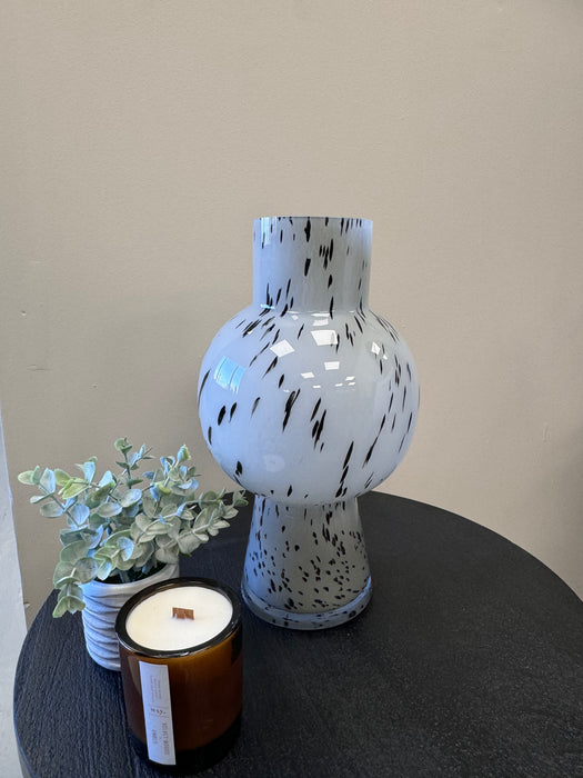 Contemporay Speckled Grey & Black Glass Vase