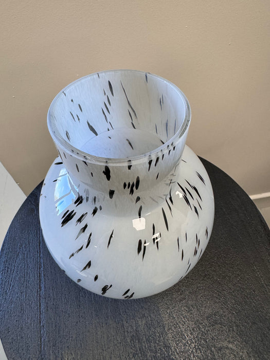 Contemporay Speckled Grey & Black Glass Vase