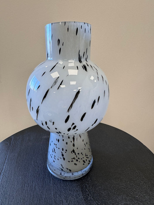 Contemporay Speckled Grey & Black Glass Vase