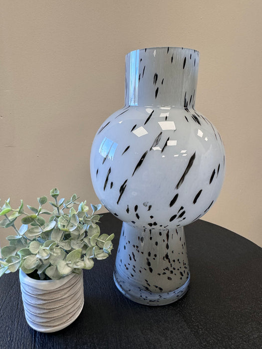 Contemporay Speckled Grey & Black Glass Vase