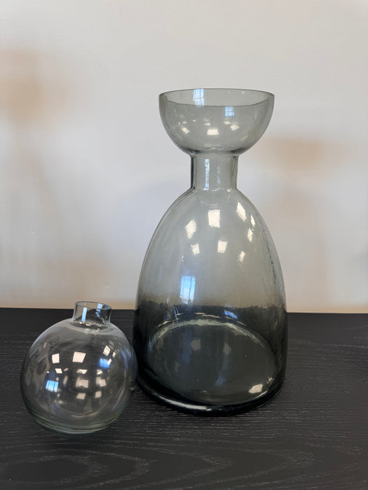 Modern Grey Glass Ornamental Bottle - Small - 35cm