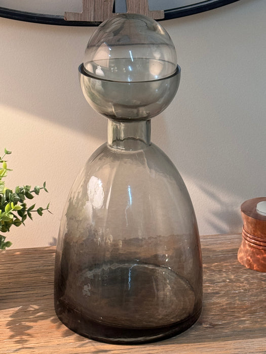 Modern Grey Glass Ornamental Bottle - Large - 42cm