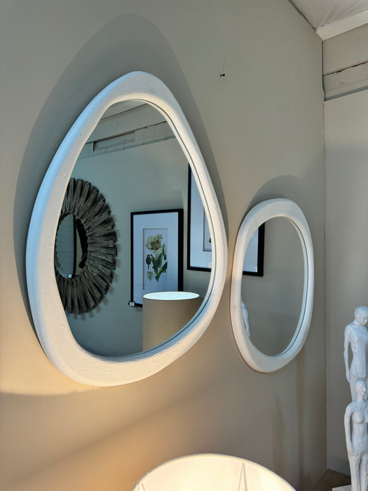 Pebble White Concrete Effect Irregular Wall Mirror 2