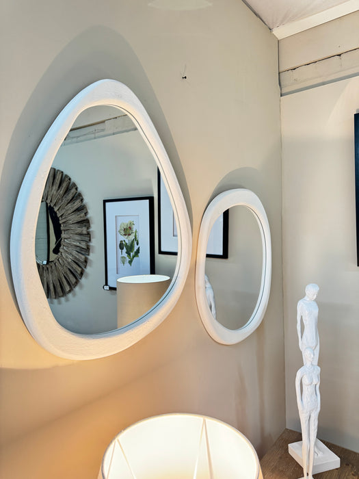 Pebble White Concrete Effect Irregular Wall Mirror 2