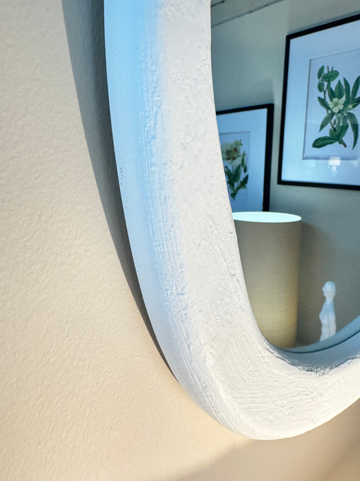 Pebble White Concrete Effect Irregular Wall Mirror 2