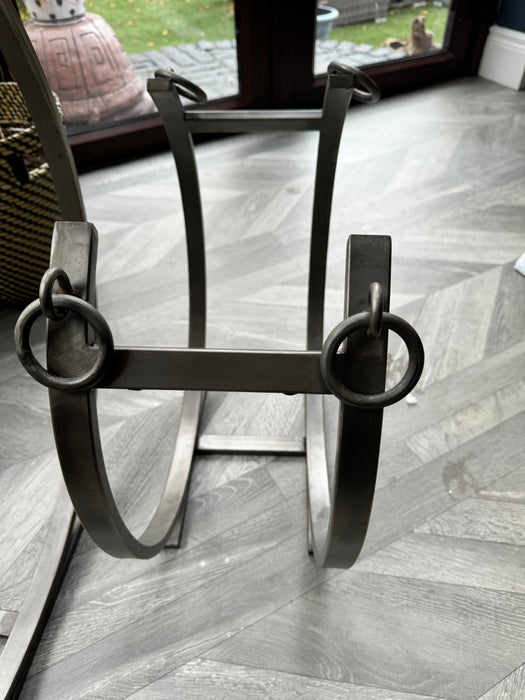 Set of 2 Metal Peter Log Holders,(70x25x69 cm & 46x20x44 cm)