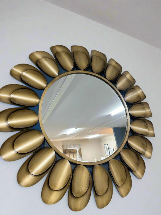 Aged Gold Leaf Decorative Metal Wall Mirror