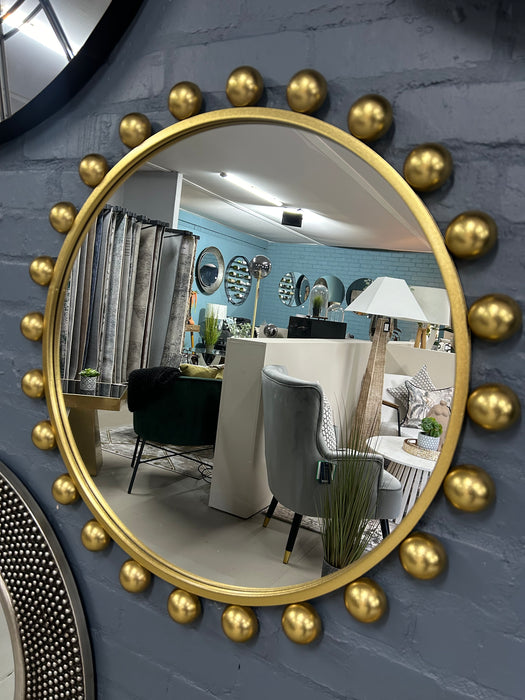 Luxe Round Gold Bobble Wall Mirror ( Due Back In 16/12/2024 )