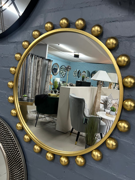 Luxe Round Gold Bobble Wall Mirror ( Due Back In 16/12/2024 )