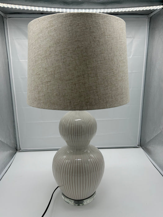 vory Ceramic Textured Bulbous Table Lamp - 67 cm