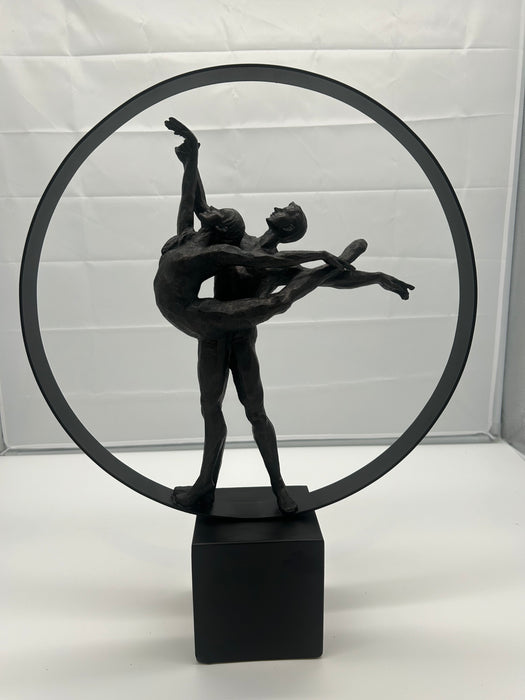 Coulter Modern Dancing Couple In Circle Sculpture, Aged Black