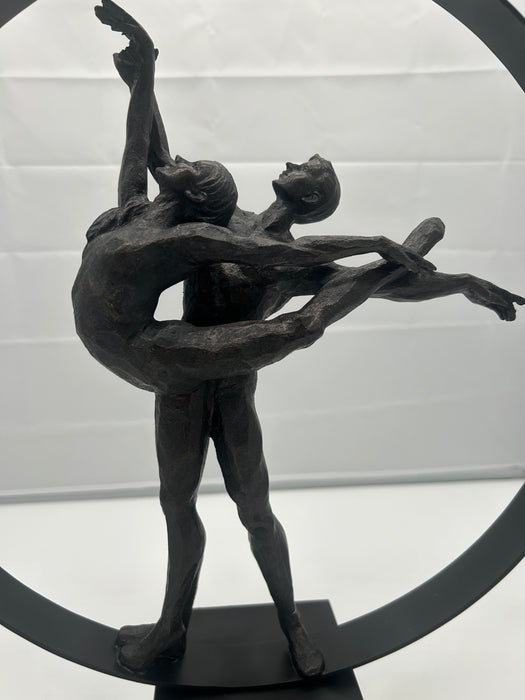 Coulter Modern Dancing Couple In Circle Sculpture, Aged Black