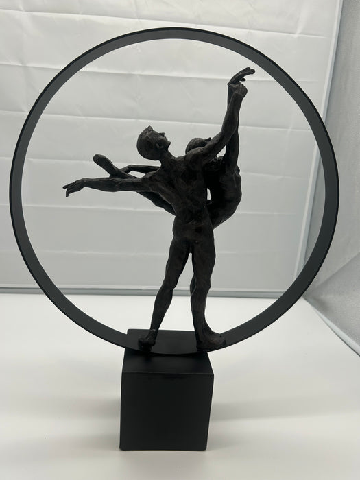 Coulter Modern Dancing Couple In Circle Sculpture, Aged Black