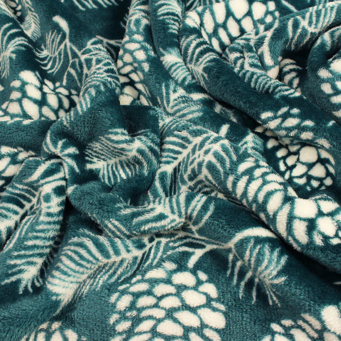 Irwin Woodland Fleece Throw, Botanica, Blue, Pine