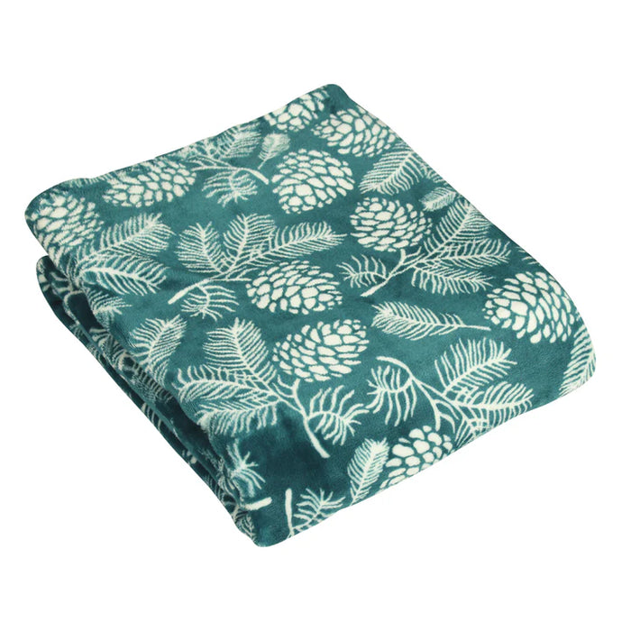 Irwin Woodland Fleece Throw, Botanica, Blue, Pine