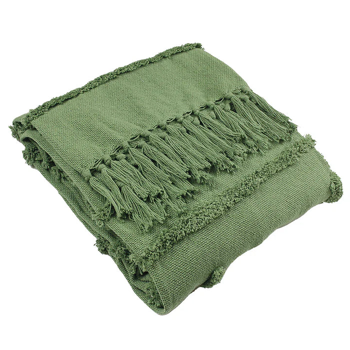 Jakarta Tufted Throw, Stripe, Moss Green