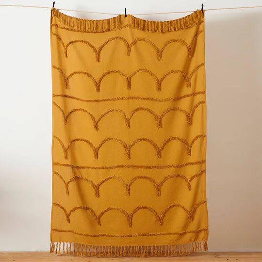 Jakarta Tufted Throw, Stripe, Yellow, Ochre