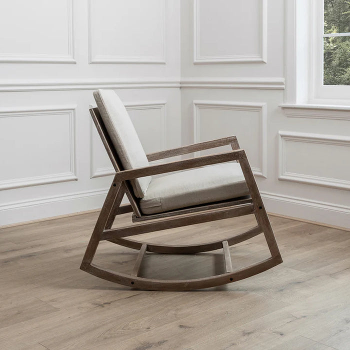 Jonas Rocker Mango Wood Chair in Greywash - 86cm