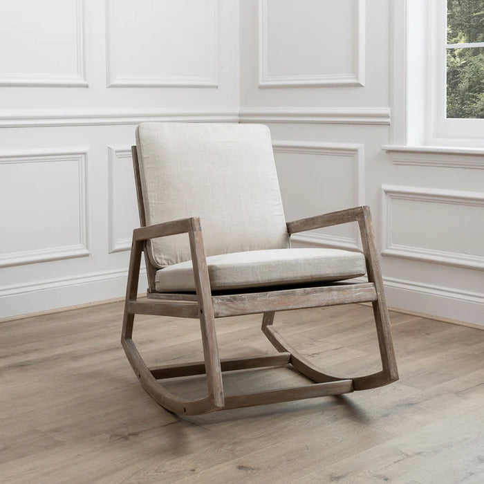 Jonas Rocker Mango Wood Chair in Greywash - 86cm