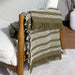 Jour Woven Fringed Throw, Stripe, Green, Olive