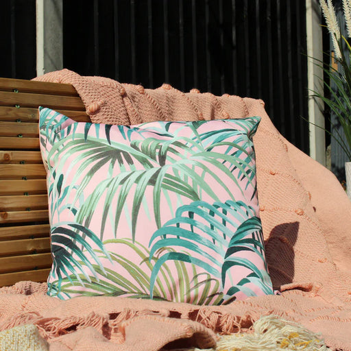 Waterproof Outdoor Cushion, Jungle Design, Blush