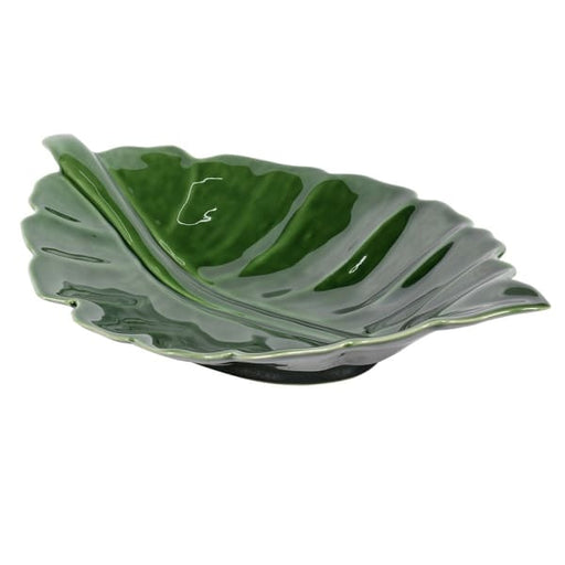 Green Stoneware Beech Leaf Plate